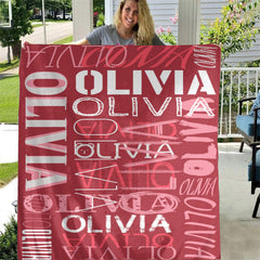 Lofaris Personalized Name Red Throw Blanket Kid Family Gift