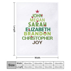 Aperturee - Personalized Name White Text Tree Christmas Blanket