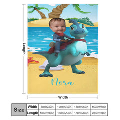Aperturee - Personalized Photo Cowboy Dinosaur Beach Sea Blanket