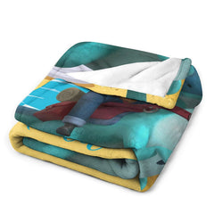 Aperturee - Personalized Photo Cowboy Dinosaur Beach Sea Blanket