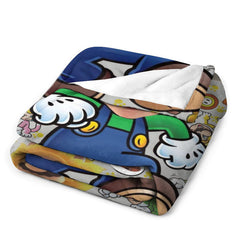 Aperturee - Personalized Photo Cute Green Pipeman Monster Blanket