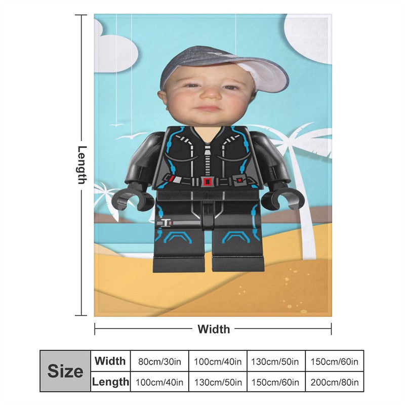 Aperturee - Personalized Photo Face Coastal Block Soldier Blanket