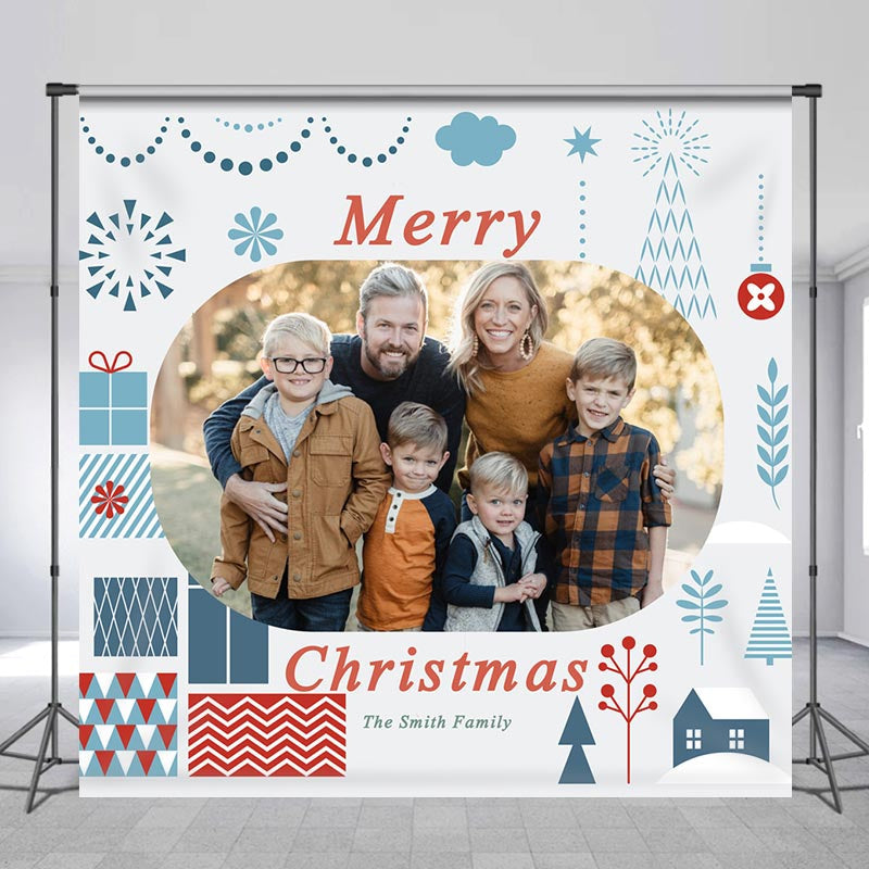 Aperturee - Personalized Photo Family Simple Christmas Backdrop