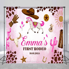 Aperturee - Personalized Pink Cowgirl 1St Birthday Backdrop