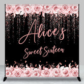 Aperturee - Personalized Pink Floral Bokeh Dot Birthday Backdrop