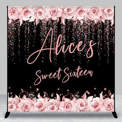Aperturee - Personalized Pink Floral Bokeh Dot Birthday Backdrop