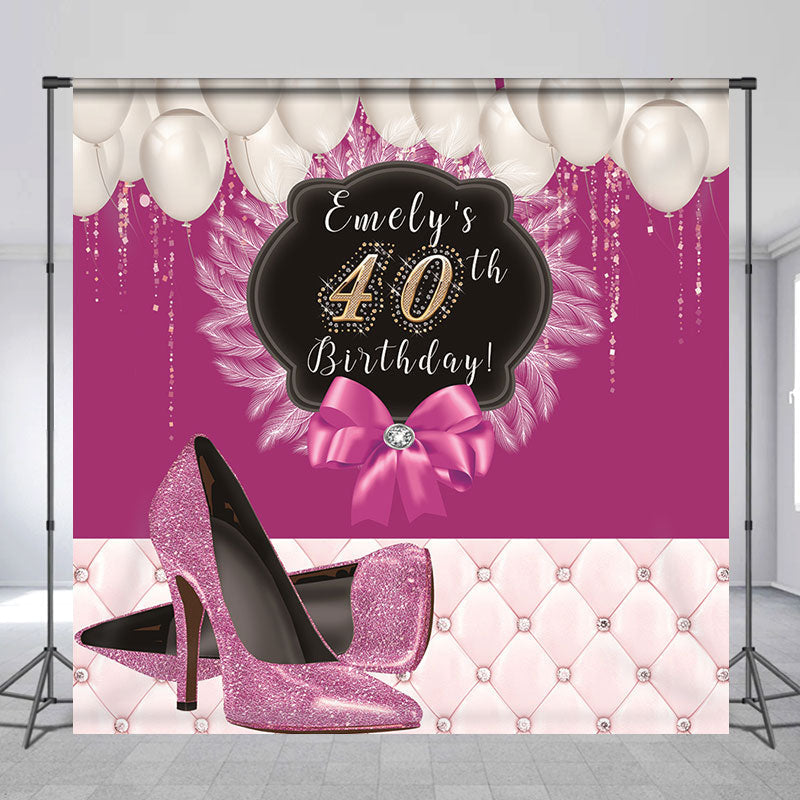 Aperturee - Personalized Purple High Heel 40Th Birthday Backdrop