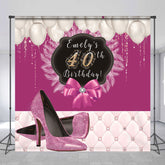 Aperturee - Personalized Purple High Heel 40Th Birthday Backdrop