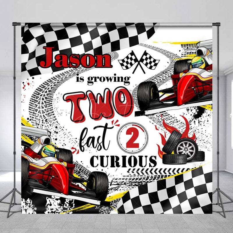 Aperturee - Personalized Racing Car 2nd Birthday Backdrop For Boy