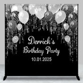 Aperturee - Personalized Silver Glitter Black Birthday Backdrop