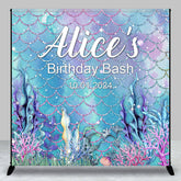 Aperturee - Personalized Undersea Mermaid Birthday Bash Backdrop