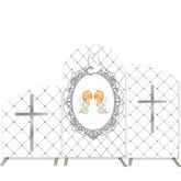 Aperturee Pigeon White Grid Twins Baby Shower Arch Backdrop Kit