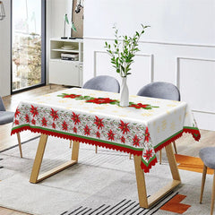 Aperturee - Pine Branches Red Poinsettia Christmas Tablecloth