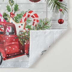 Aperturee - Pine Leaves Red Car Baubles Wood Xmas Backdrop