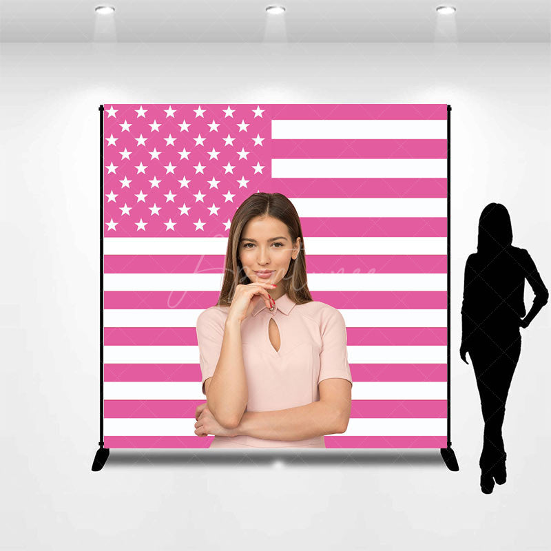 Aperturee - Pink American Flag Custom Photo Backdrop For Girl