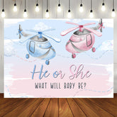 Aperturee - Pink And Blue Helicopter Backdrops For Baby Shower