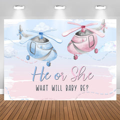 Aperturee - Pink And Blue Helicopter Backdrops For Baby Shower