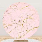 Aperturee - Pink And Golden Abstract Round Birthday Backdrop