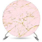 Aperturee - Pink And Golden Abstract Round Birthday Backdrop