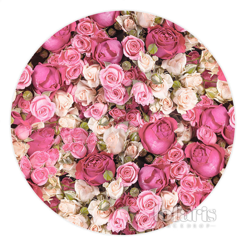 Aperturee Pink And Red Floral Wall Happy Birthday Circle Backdrop