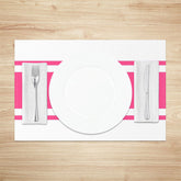 Aperturee - Pink And White Simple Fabric Set Of 4 Placemats