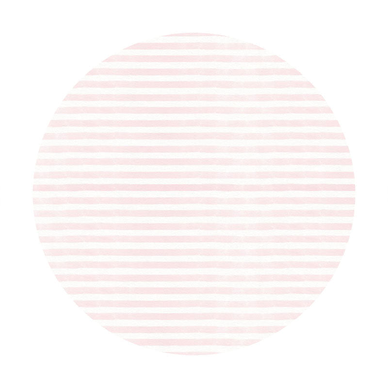 Aperturee - Pink And White Stripes Round Birthday Backdrop