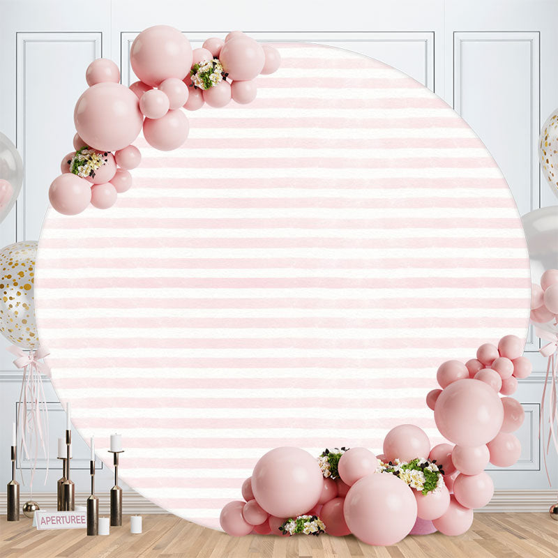 Aperturee - Pink And White Stripes Round Birthday Backdrop