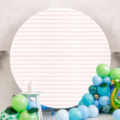 Aperturee - Pink And White Stripes Round Birthday Backdrop