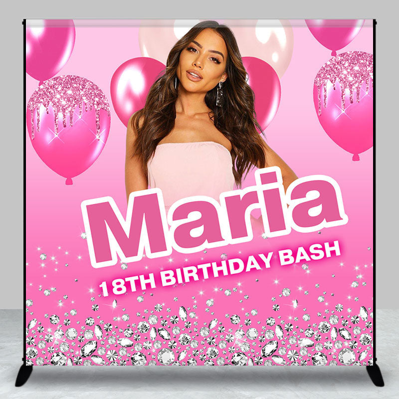 Aperturee - Pink Balloons Custom Photo 18th Birthday Backdrop