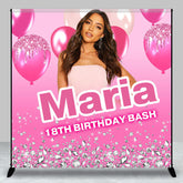 Aperturee - Pink Balloons Custom Photo 18th Birthday Backdrop