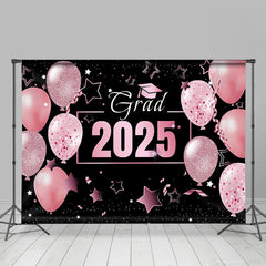 Aperturee - Pink Balloons Star Black Girls Graduation Backdrop