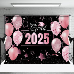 Aperturee - Pink Balloons Star Black Girls Graduation Backdrop