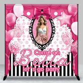 Aperturee - Pink Balloons Stripes Custom Birthday Party Backdrop