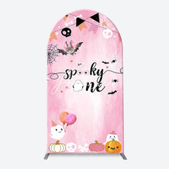 Aperturee - Pink Bat Spooky One Halloween Arch Birthday Backdrop