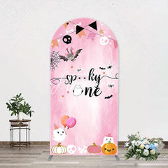 Aperturee - Pink Bat Spooky One Halloween Arch Birthday Backdrop