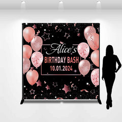 Aperturee - Pink Black Custom Birthday Party Backdrop For Woman