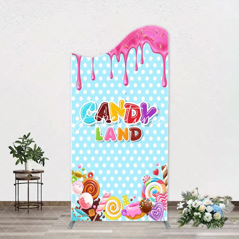Aperturee - Pink Blue Ice Cream Candyland Birthday Arch Backdrop