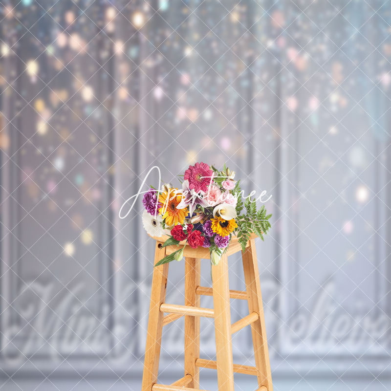 Aperturee - Pink Bokeh White Wall Vintage Photo Shoot Backdrop