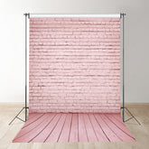 Aperturee - Pink Brick Wall And Floor Backdrop For Photography