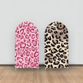 Aperturee - Pink Brown Leopard Prints Double Sided Arch Backdrop