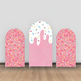 Aperturee - Pink Candy White Cream Plaid Party Arch Backdrop Kit