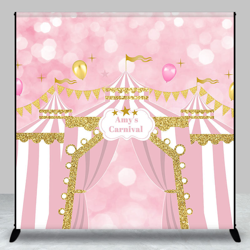 Aperturee - Pink Circus Balloon Bokeh Custom Birthday Backdrop