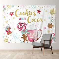 Aperturee - Pink Cup Cookies Cocoa Ginger Christmas Backdrop