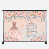 Aperturee - Pink Dress Glitter 16th Sweet Birthday Backdrop