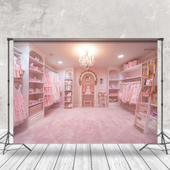 Aperturee - Pink Dress Room Birthday Backdrop For Photography