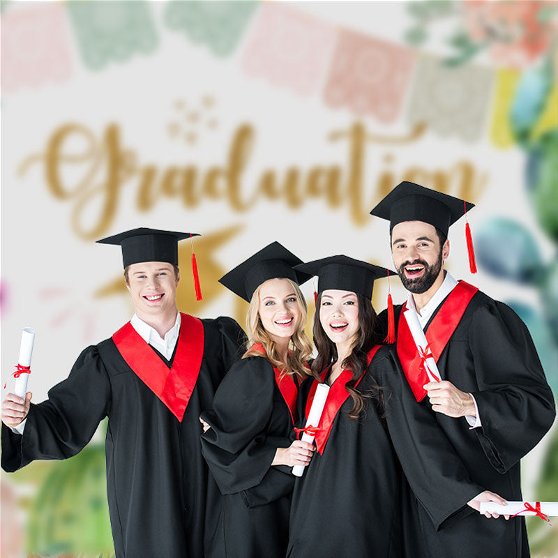 Aperturee - Pink Floral Cactus Graduation Fiesta Photo Backdrop