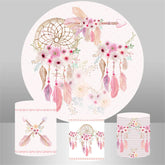 Aperturee Pink Floral Dreamcatcher Round Birthday Backdrop Kit