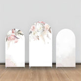 Aperturee - Pink Floral Leaves Faded Simple Arch Backdrop Kit