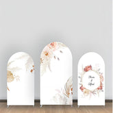 Aperturee - Pink Floral Leaves Faded White Arch Backdrop Kit