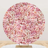 Aperturee - Pink Floral Petal Wall Rontic Round Wedding Backdrop